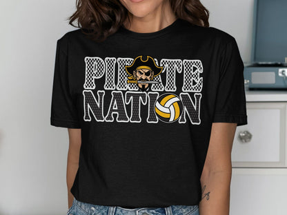 Jen Peete Designs Clothing T-shirts Pirate Nation with Volleyball Graphic T-Shirt