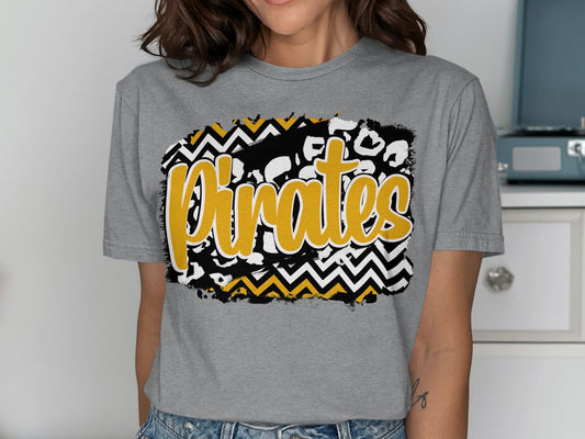 Jen Peete Designs Clothing T-shirts Pirates Black And Gold T-Shirt