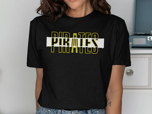 Jen Peete Designs Clothing T-shirts Pirates Distressed Text Graphic T-Shirt