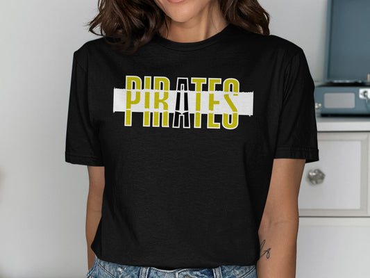 Jen Peete Designs Clothing T-shirts Pirates Distressed Text Graphic T-Shirt