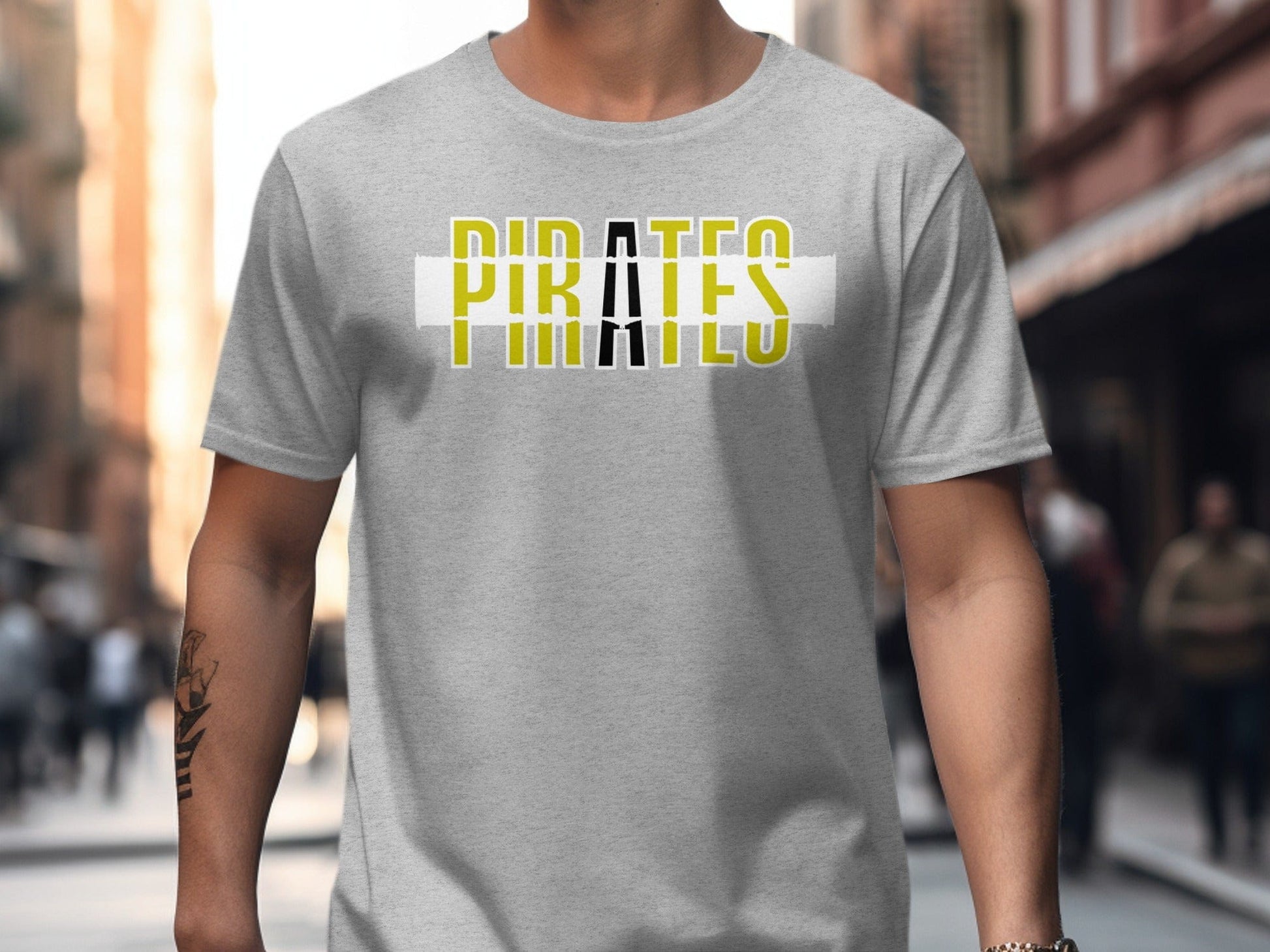 Jen Peete Designs Clothing T-shirts Pirates Distressed Text Graphic T-Shirt