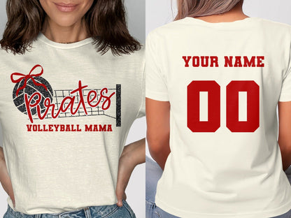 Jen Peete Designs Clothing T-shirts Pirates (Red) Glitter Volleyball Mama Spirit Shirt
