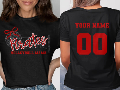 Jen Peete Designs Clothing T-shirts Pirates (Red) Glitter Volleyball Mama Spirit Shirt