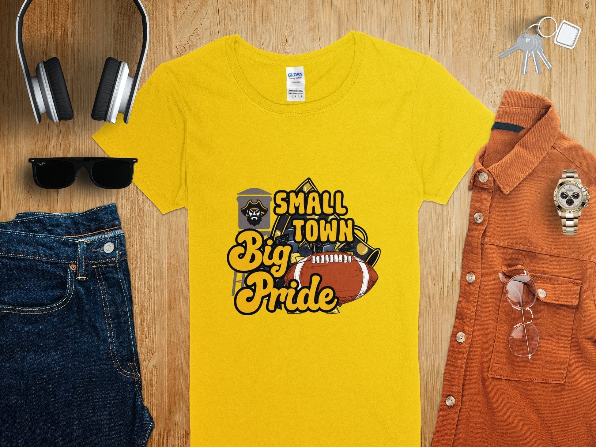 Jen Peete Designs Clothing T-shirts Pirates Show Your Small Town Big Pride T-Shirt