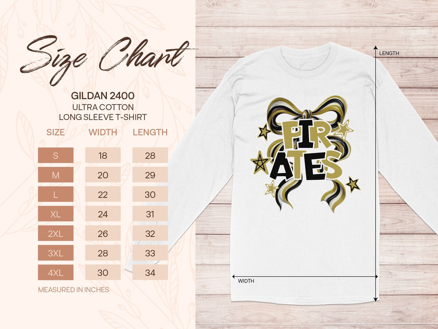 Jen Peete Designs Clothing T-shirts Pirates Spirit Bow Graphic – Yellow Gold, Black & White Design