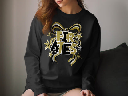 Jen Peete Designs Clothing T-shirts Pirates Spirit Bow Graphic – Yellow Gold, Black & White Design