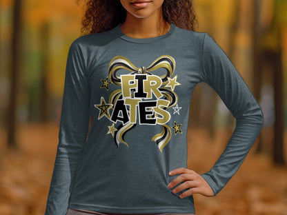 Jen Peete Designs Clothing T-shirts Pirates Spirit Bow Graphic – Yellow Gold, Black & White Design