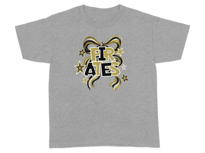 Jen Peete Designs Clothing T-shirts Pirates Spirit Bow Graphic – Yellow Gold, Black & White Design