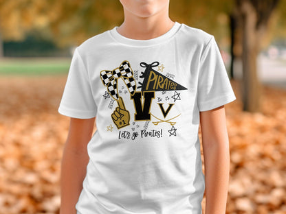 Jen Peete Designs Clothing T-shirts Pirates Team Spirit Bow and More T-Shirt