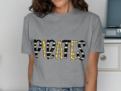 Jen Peete Designs Clothing T-shirts Pirates With Striped And Dotted Details T-Shirt