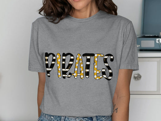 Jen Peete Designs Clothing T-shirts Pirates With Striped And Dotted Details T-Shirt