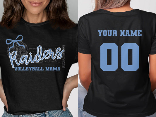 Jen Peete Designs Clothing T-shirts Raiders (Blue) Glitter Volleyball Mama Spirit Shirt