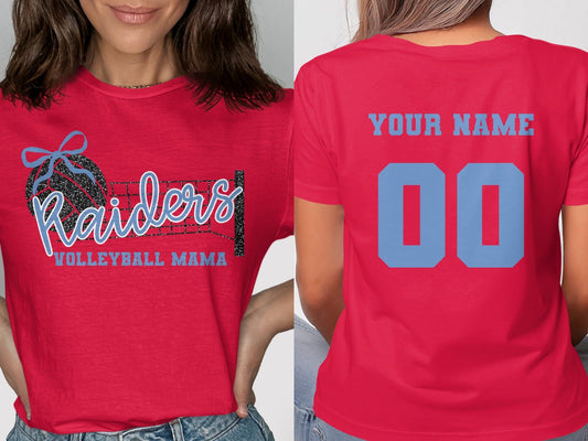 Jen Peete Designs Clothing T-shirts Raiders (Blue) Glitter Volleyball Mama Spirit Shirt