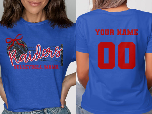 Jen Peete Designs Clothing T-shirts Raiders (Red) Glitter Volleyball Mama Spirit Shirt