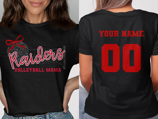 Jen Peete Designs Clothing T-shirts Raiders (Red) Glitter Volleyball Mama Spirit Shirt