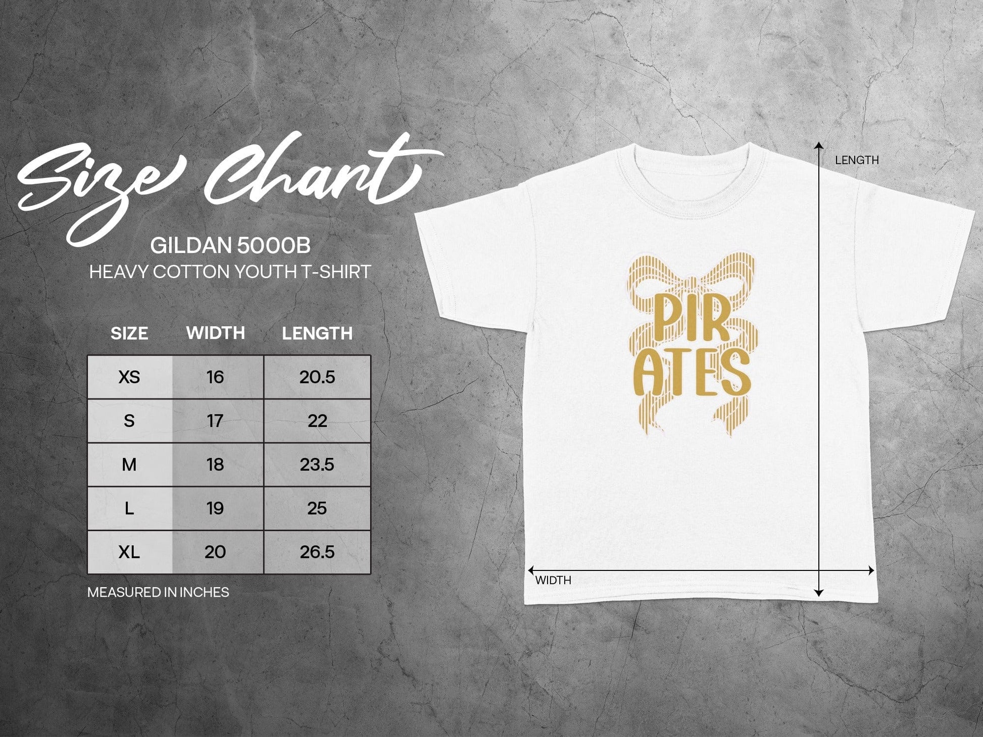 Jen Peete Designs Clothing T-shirts Seersucker Bow "Pirates" Mascot Graphic – Gold and White Striped Design