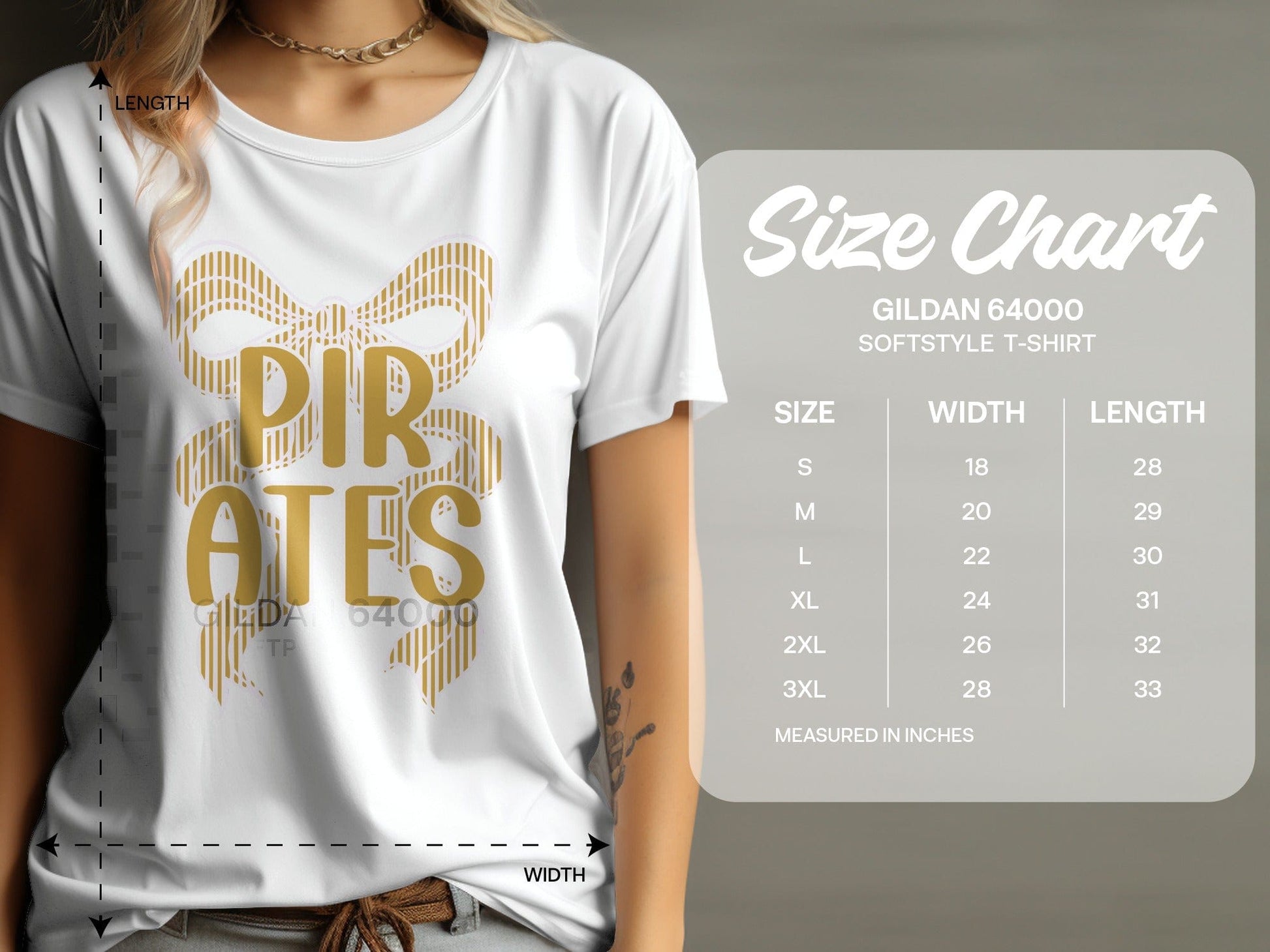 Jen Peete Designs Clothing T-shirts Seersucker Bow "Pirates" Mascot Graphic – Gold and White Striped Design