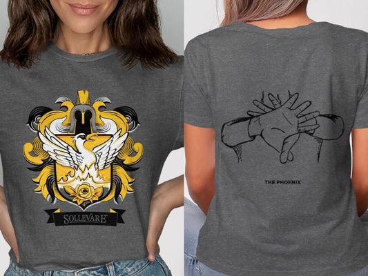 Jen Peete Designs Clothing T-shirts Sollevare Logo with Phoenix Crest Themed T-Shirts