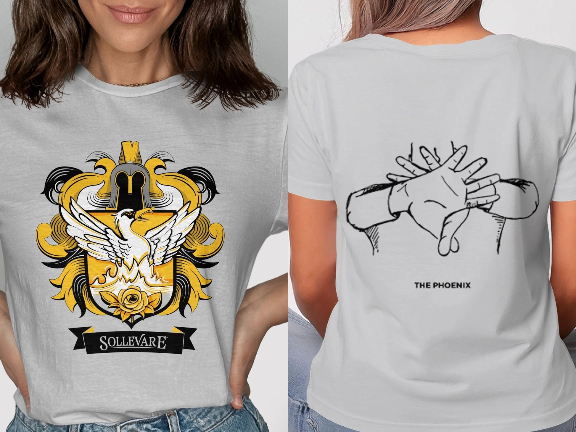 Jen Peete Designs Clothing T-shirts Sollevare Logo with Phoenix Crest Themed T-Shirts