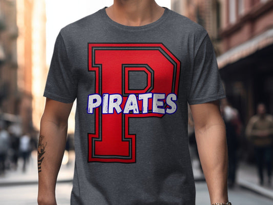 Jen Peete Designs Clothing T-shirts Varsity Pirate Mascot Spirit T-Shirt