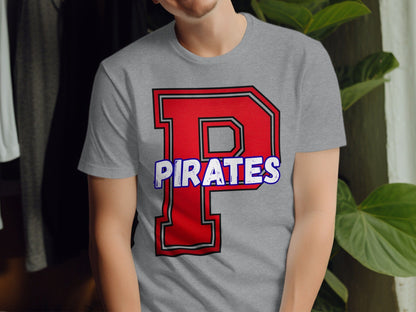 Jen Peete Designs Clothing T-shirts Varsity Pirate Mascot Spirit T-Shirt