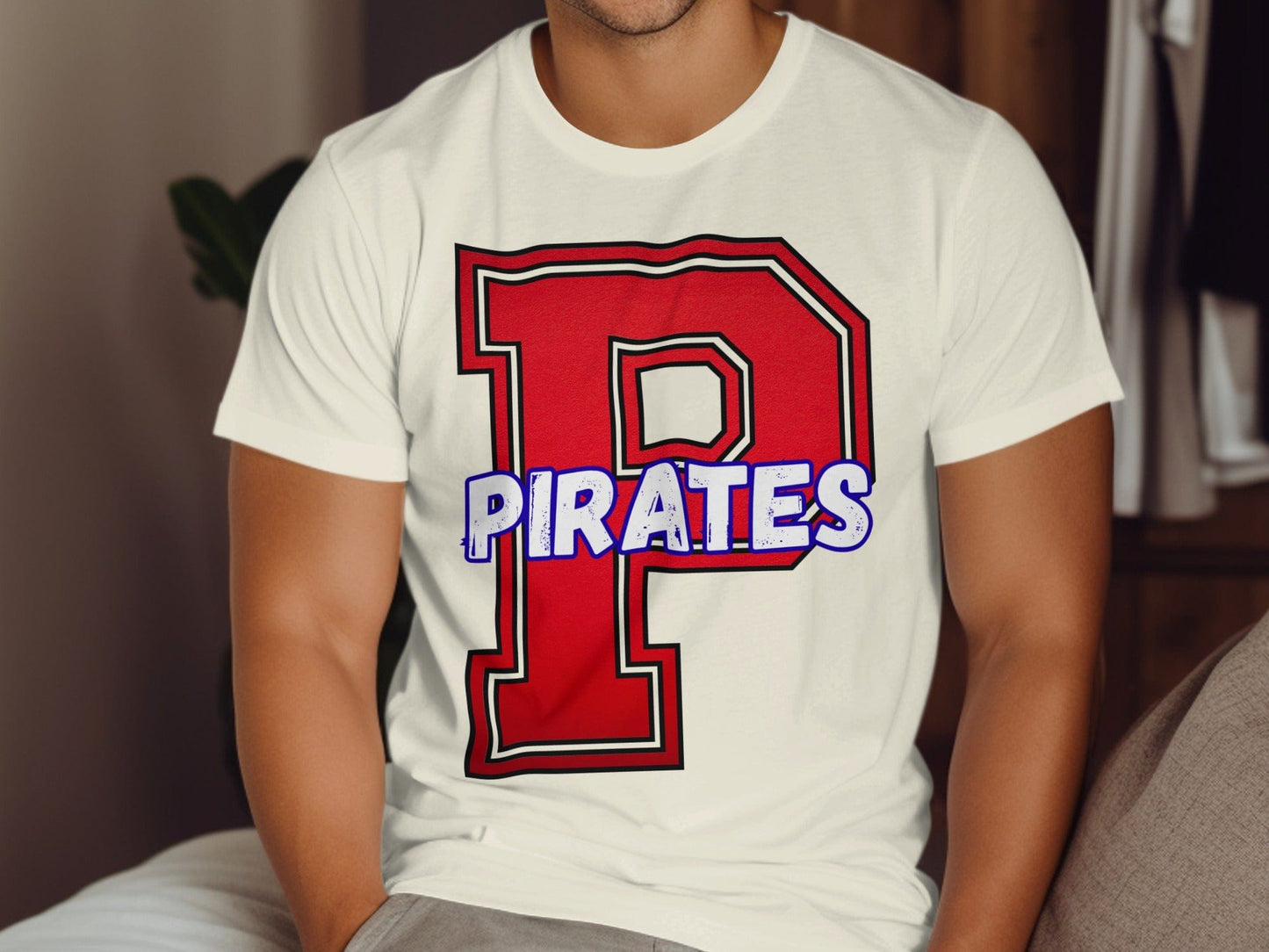 Jen Peete Designs Clothing T-shirts Varsity Pirate Mascot Spirit T-Shirt