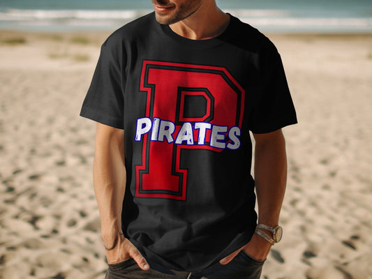 Jen Peete Designs Clothing T-shirts Varsity Pirate Mascot Spirit T-Shirt