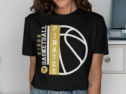 Jen Peete Designs Clothing T-shirts Vidor Pirates Basketball School Spirit t-Shirt
