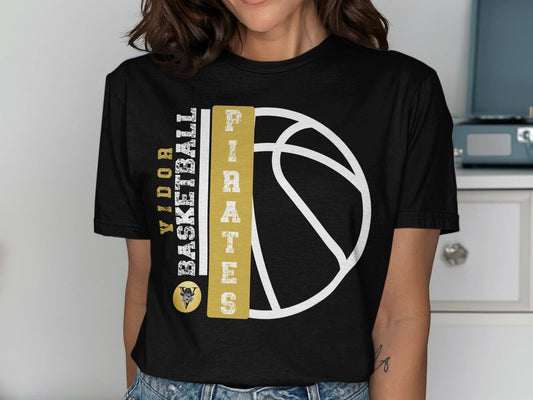 Jen Peete Designs Clothing T-shirts Vidor Pirates Basketball School Spirit t-Shirt
