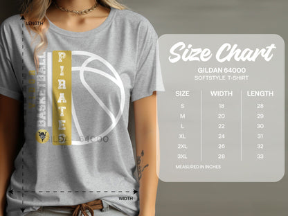 Jen Peete Designs Clothing T-shirts Vidor Pirates Basketball School Spirit t-Shirt