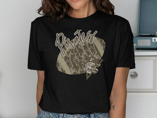 Jen Peete Designs Clothing T-shirts Vidor Pirates Camouflage Football Graphic T-Shirt