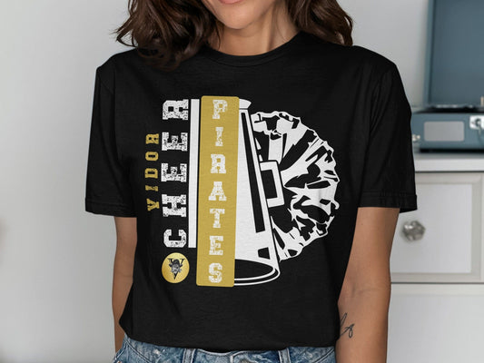 Jen Peete Designs Clothing T-shirts Vidor Pirates Cheer School Spirit t-Shirt