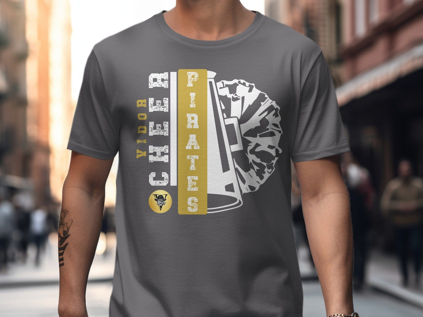 Jen Peete Designs Clothing T-shirts Vidor Pirates Cheer School Spirit t-Shirt