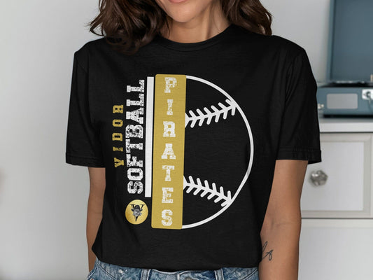 Jen Peete Designs Clothing T-shirts Vidor Pirates Softball School Spirit t-Shirt