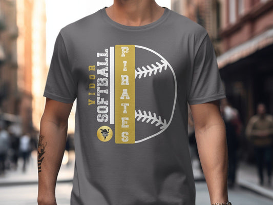 Jen Peete Designs Clothing T-shirts Vidor Pirates Softball School Spirit t-Shirt