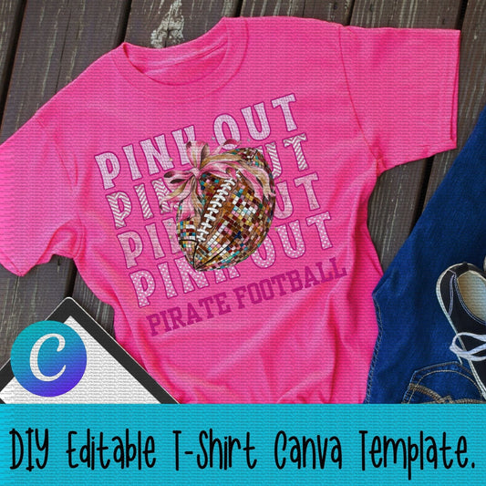 Jen Peete Designs Digital Canva Template Football Pink Out