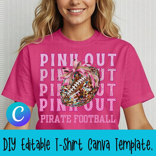 Jen Peete Designs Digital Canva Template Football Pink Out