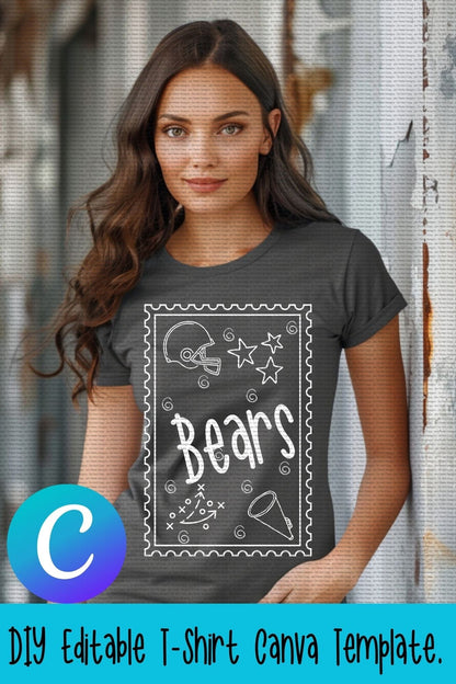 Jen Peete Designs Digital Canva Template Football Stamp School Spirit Design