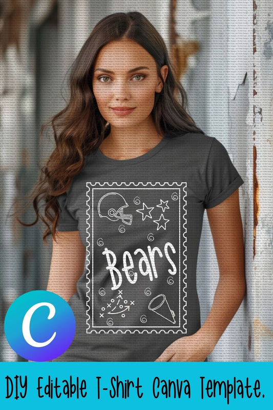 Jen Peete Designs Digital Canva Template Football Stamp School Spirit Design