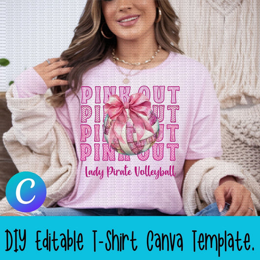 Jen Peete Designs Digital Canva Template Volleyball Pink Out