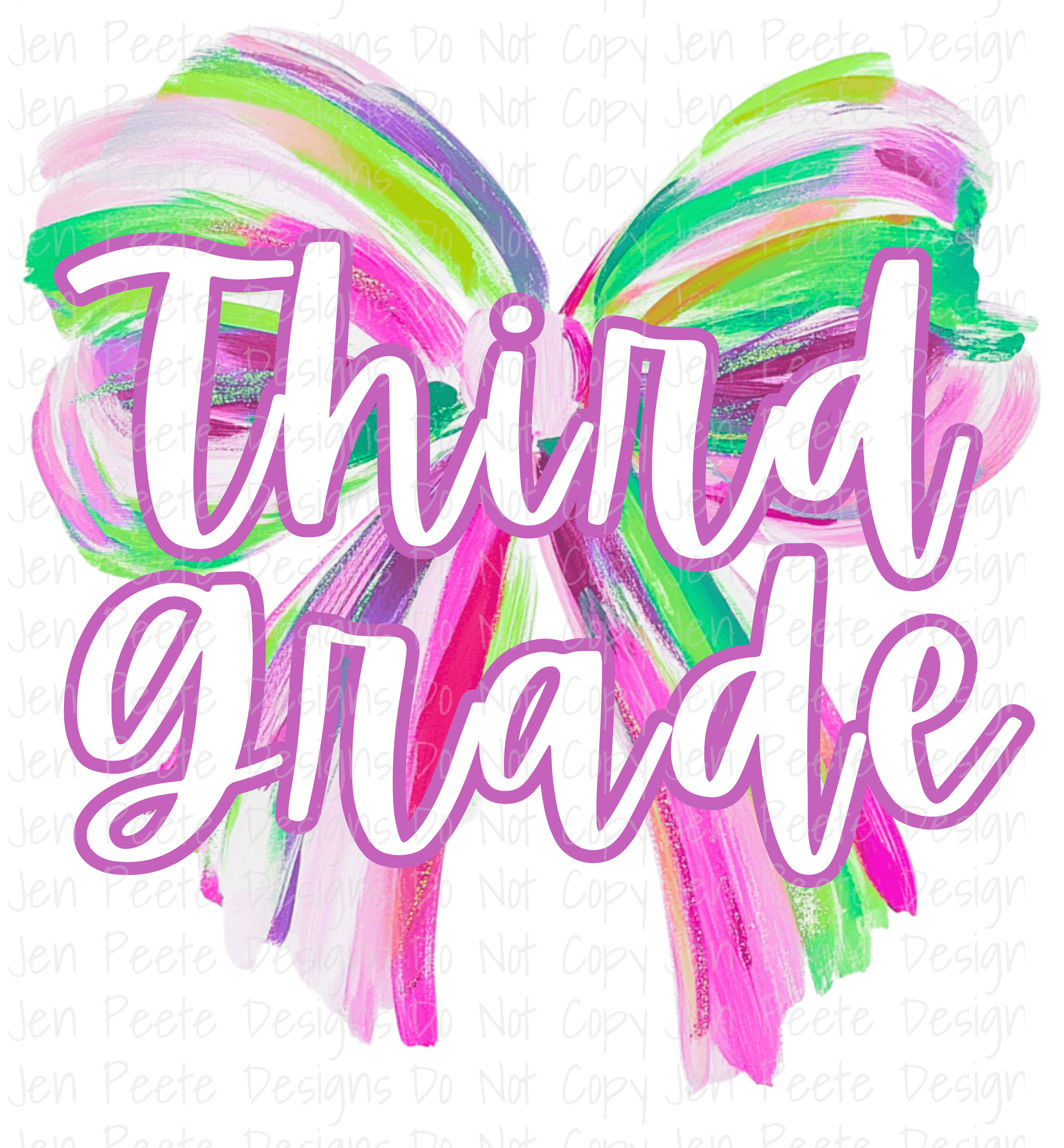 Jen Peete Designs Digital Colorful Brush Strokes Bow Back to School Bundle
