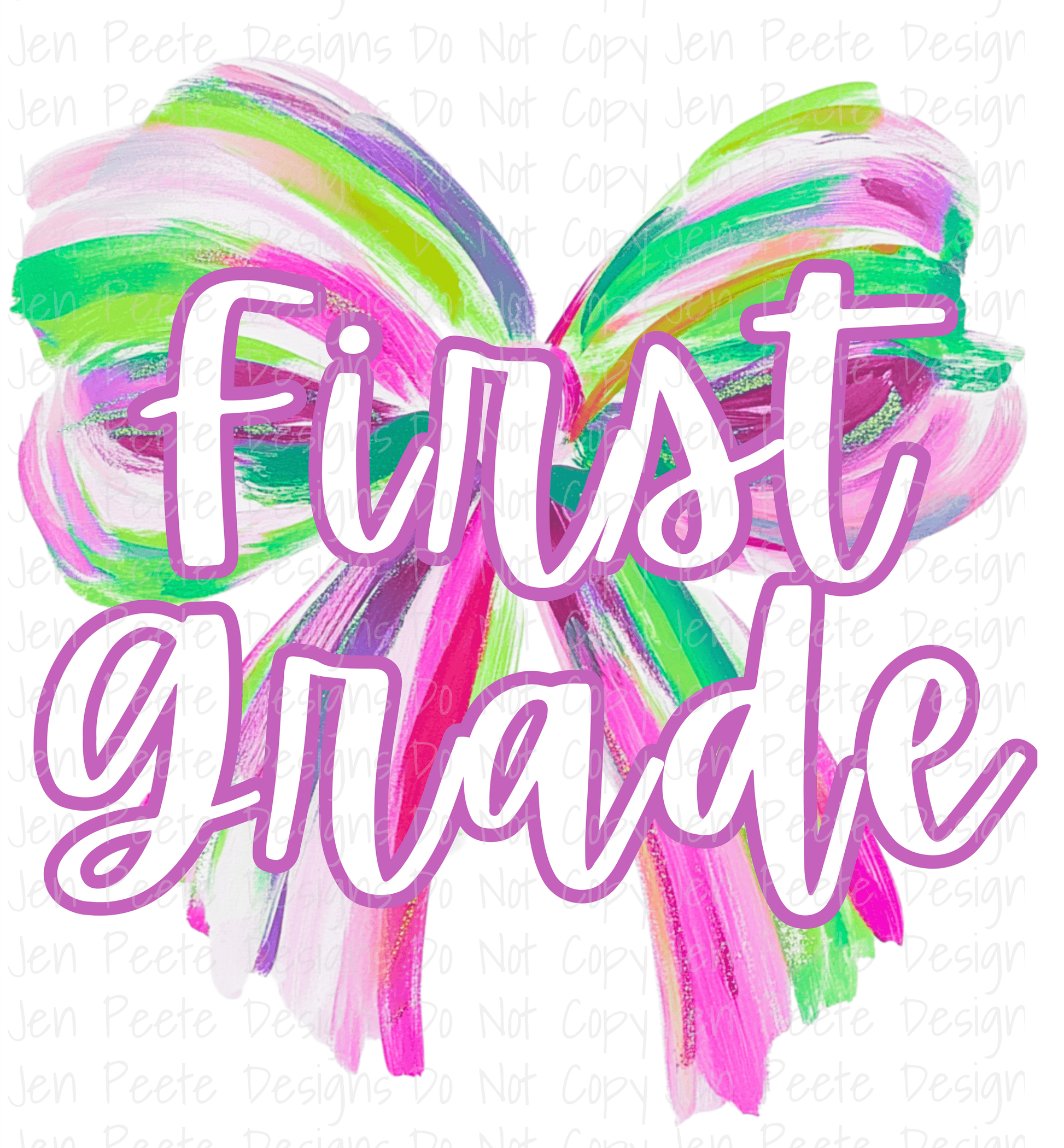 Jen Peete Designs Digital Colorful Brush Strokes Bow Back to School Bundle
