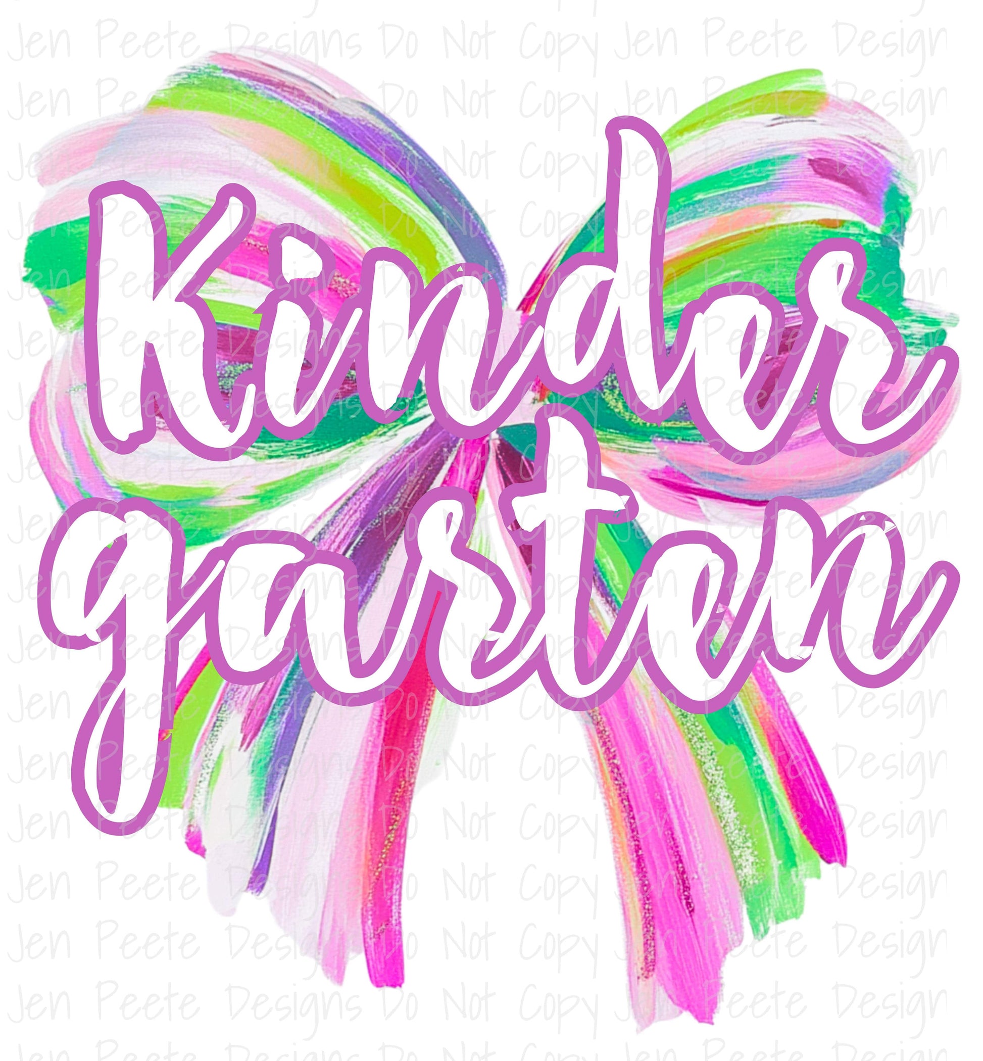 Jen Peete Designs Digital Colorful Brush Strokes Bow Back to School Bundle
