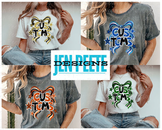 Jen Peete Designs Digital Custom Mascot Bow with Stars