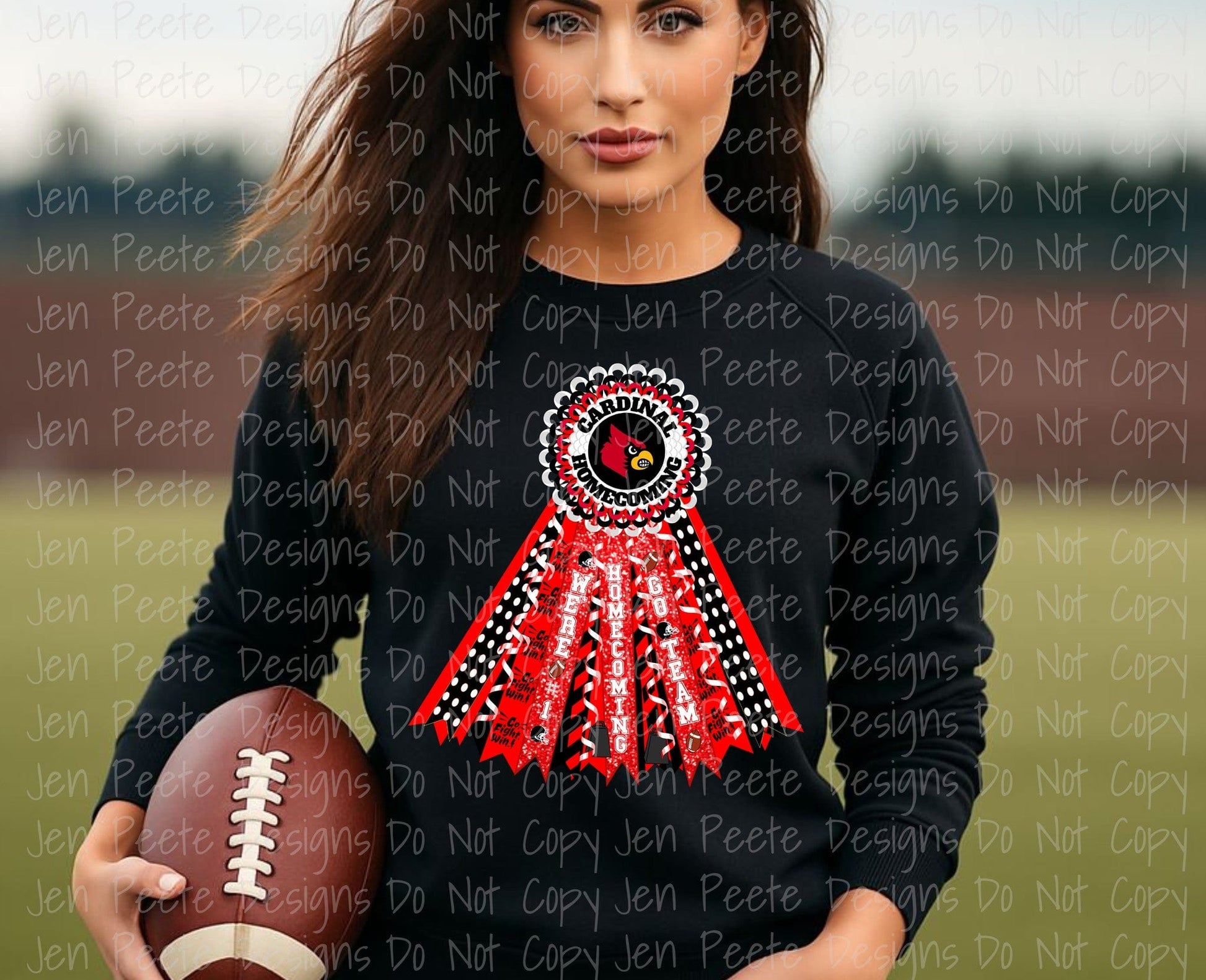 Jen Peete Designs Digital Customizable Homecoming Mum Digital Design – 2 Color & Mascot Options