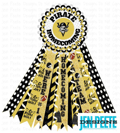 Jen Peete Designs Digital Customizable Homecoming Mum Digital Design – 2 Color & Mascot Options