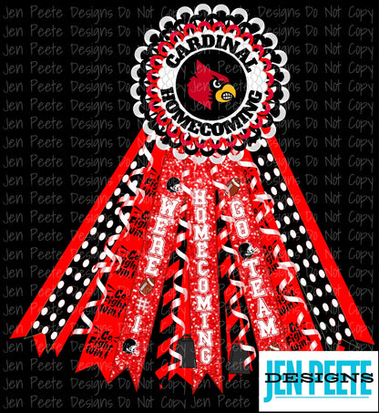 Jen Peete Designs Digital Customizable Homecoming Mum Digital Design – 2 Color & Mascot Options