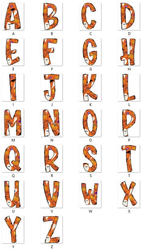 Jen Peete Designs Digital Halloween Doodle Letters