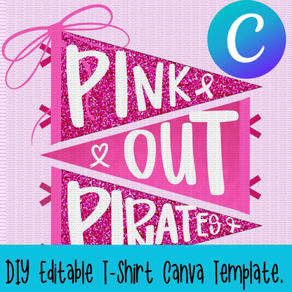 Jen Peete Designs Digital Pink Out Pennant Canva Template