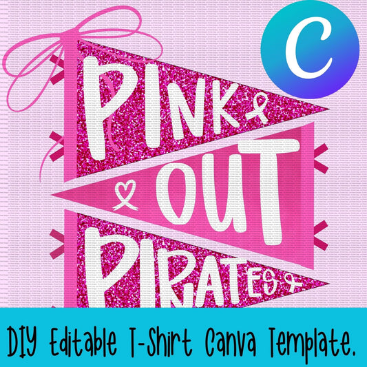 Jen Peete Designs Digital Pink Out Pennant Canva Template